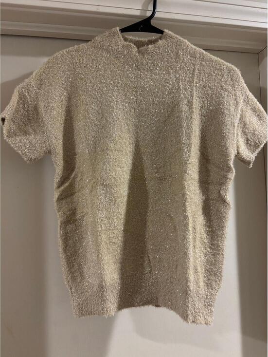 Art Class Other - Art Class Gold Shimmer Sweater XL 14/16 Girls Soft Fuzzy Knit Short Sleeve NWT